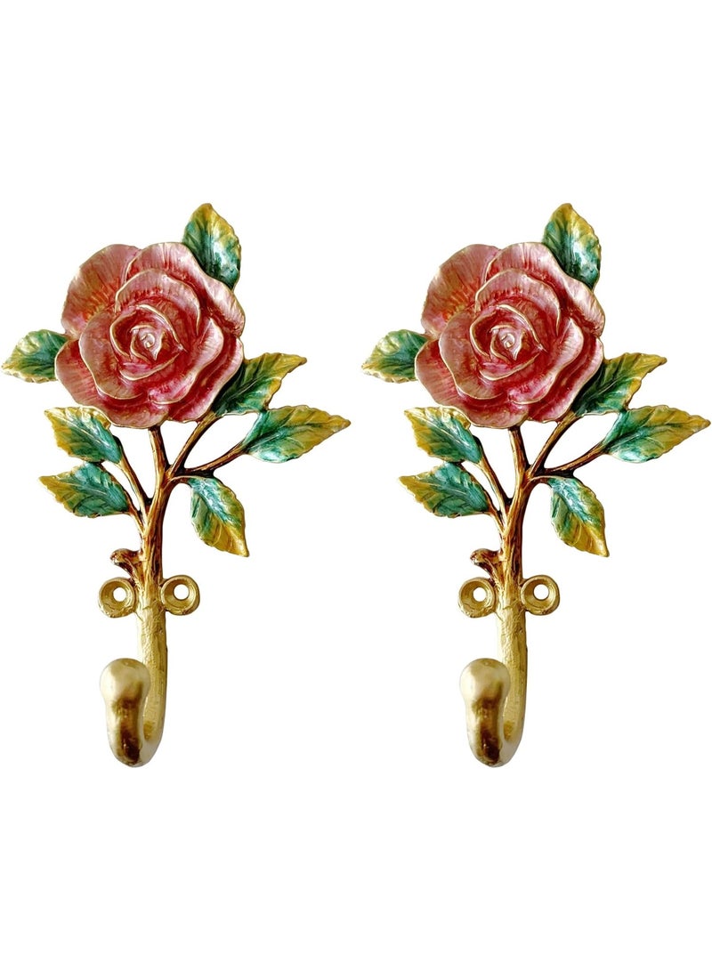 jaexest 2-Pack Vintage Flower Shaped Wall Hooks – Antique Metal Mounted Coat Rack Hangers for Hanging Clothes, Towels, Keys & Hats – Decorative Entryway, Bathroom & Bedroom Organizer - Image 1